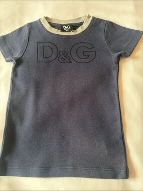 D&G Navy Short-Sleeve Kids Tee with Contrasting Collar